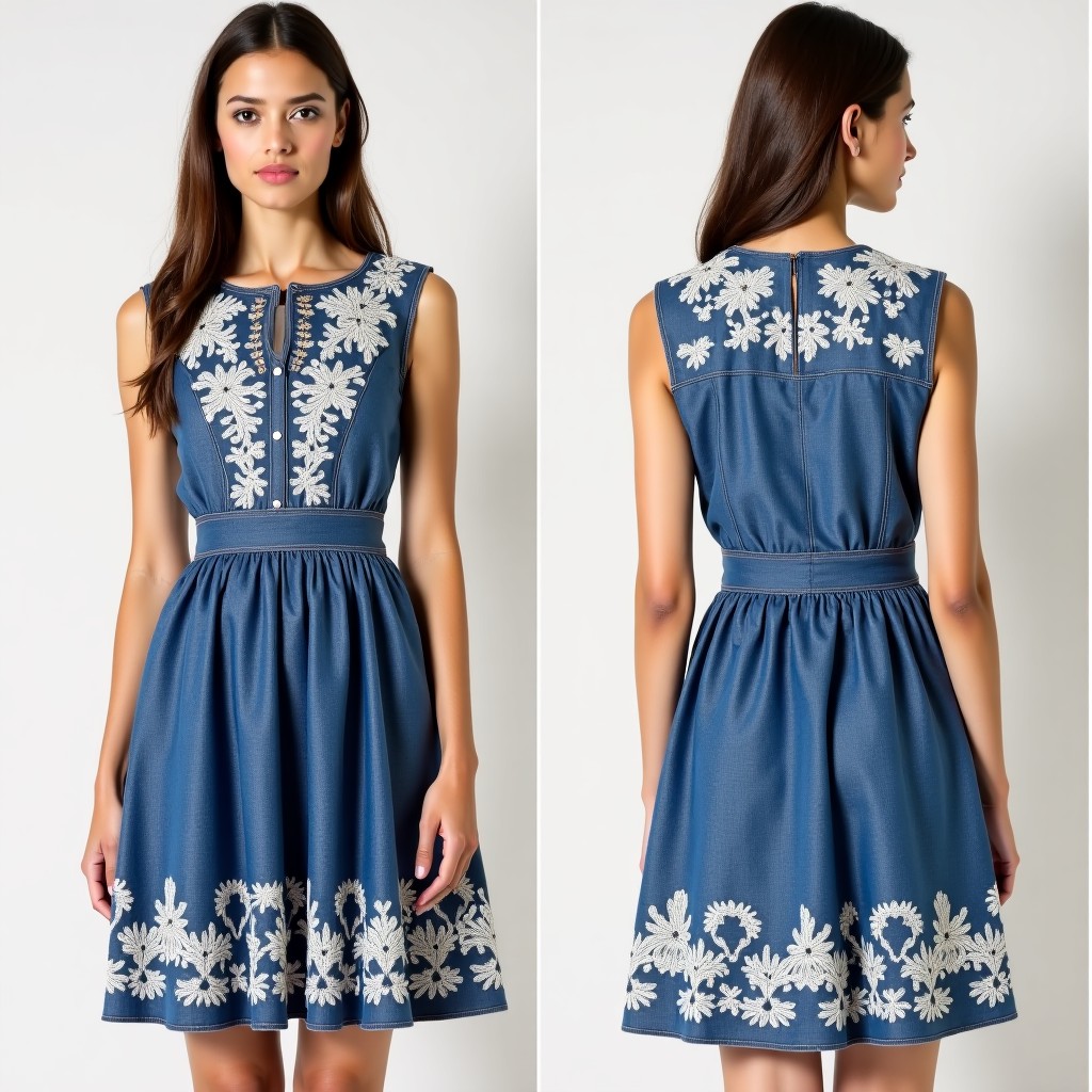 Garden Vine Floral Flare Dress