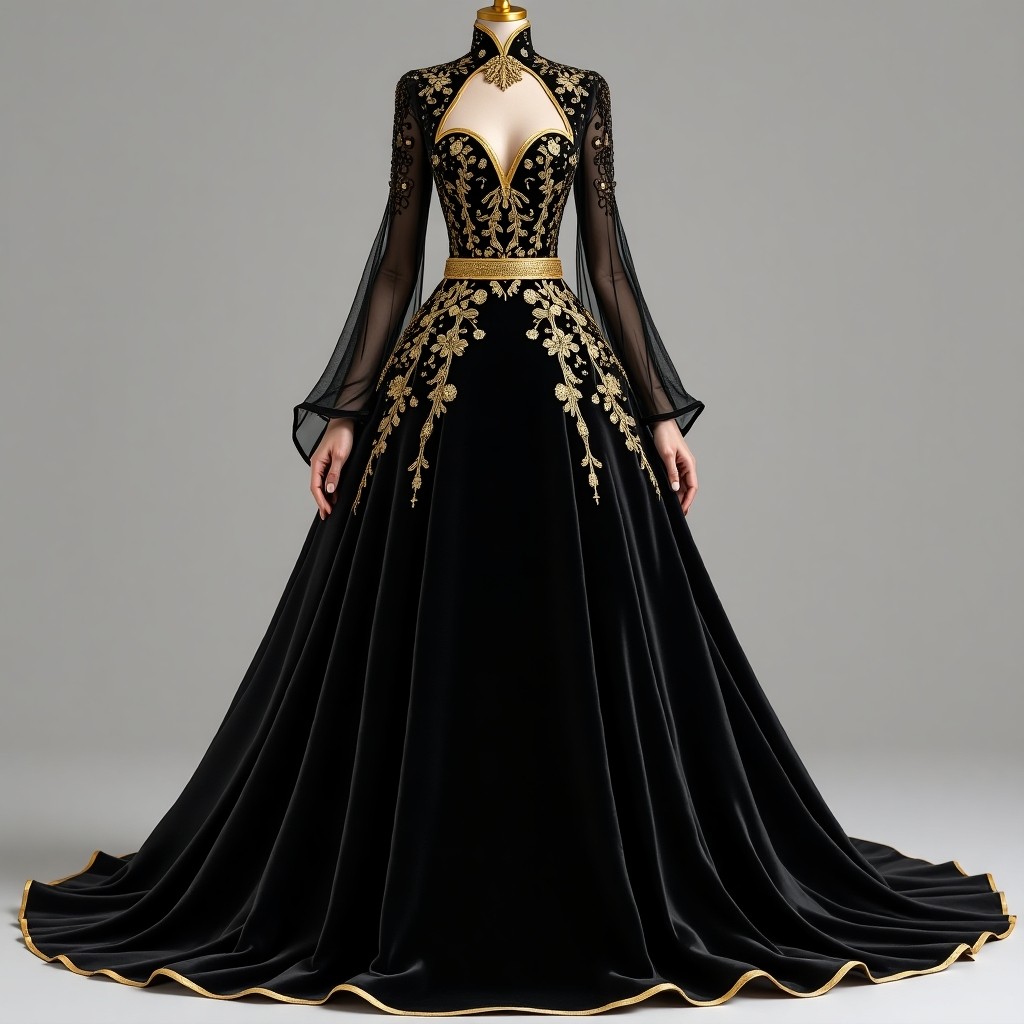 Victorian Golden Garden Ball Gown