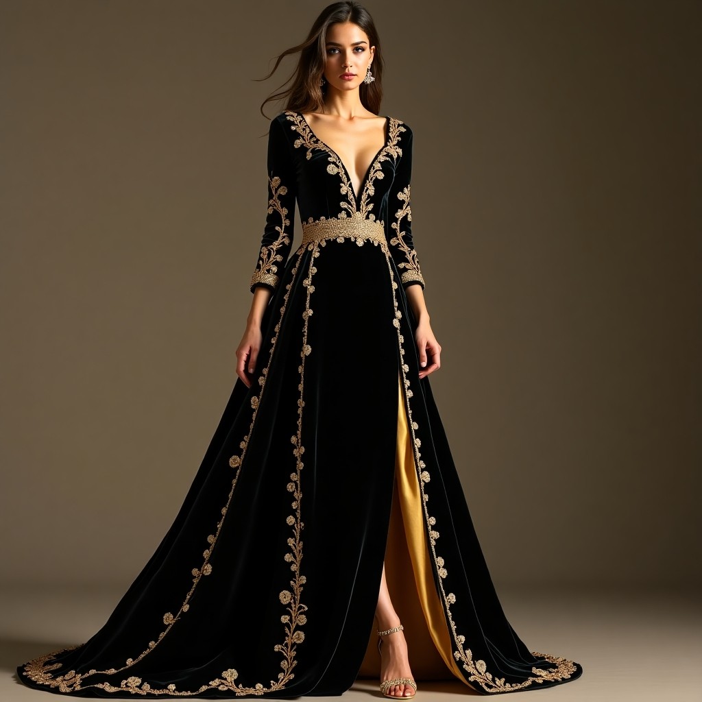 Burgundy Floral Heritage Ball Gown