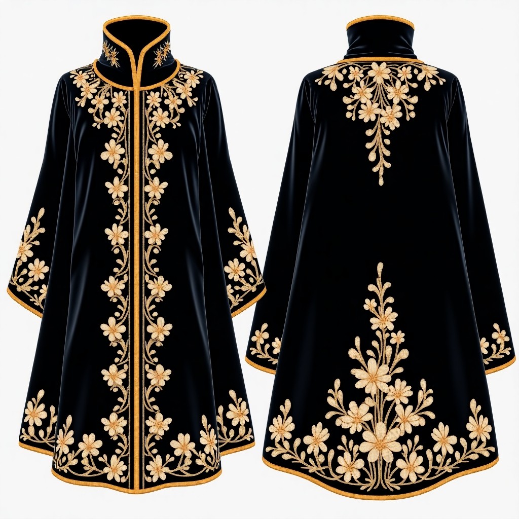 Midnight Floral Open Front Maxi Abaya
