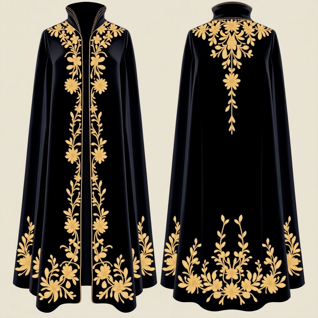 Royal Burgundy Gold Open Front Abaya