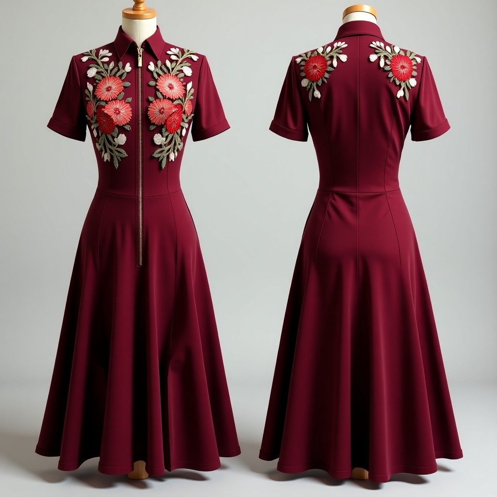 Floral Maroon Abaya Inspired Gown