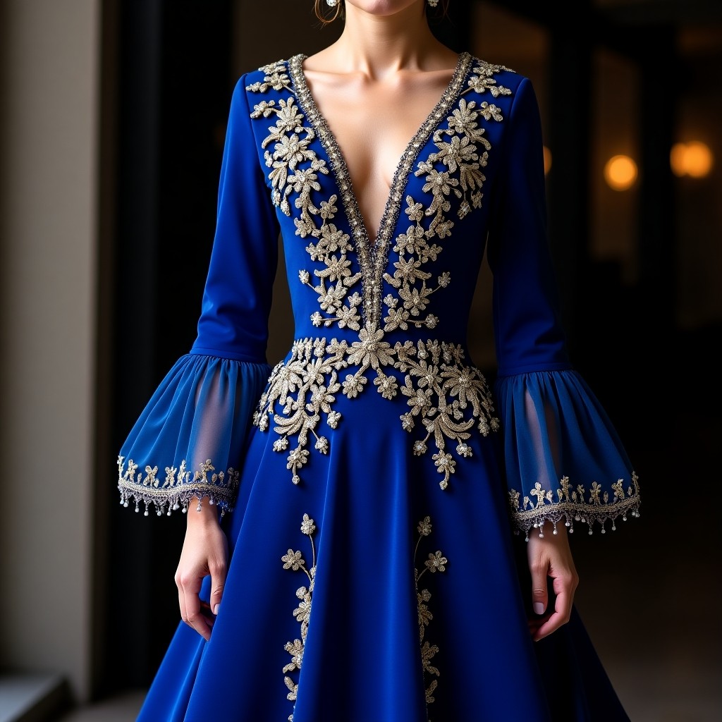 Royal Garden Pearl Embroidered Maxi Dress