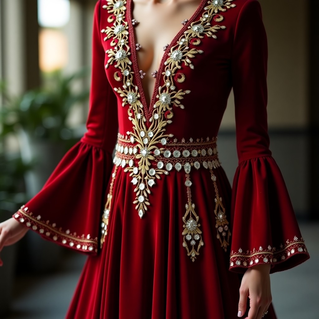 Regal Golden Floral Princess Maxi Dress