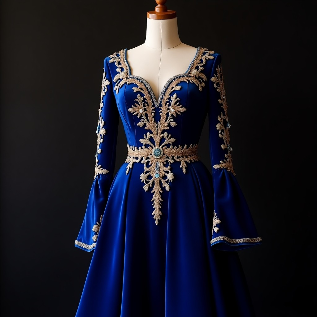 Elegant Sapphire Floral Princess Dress