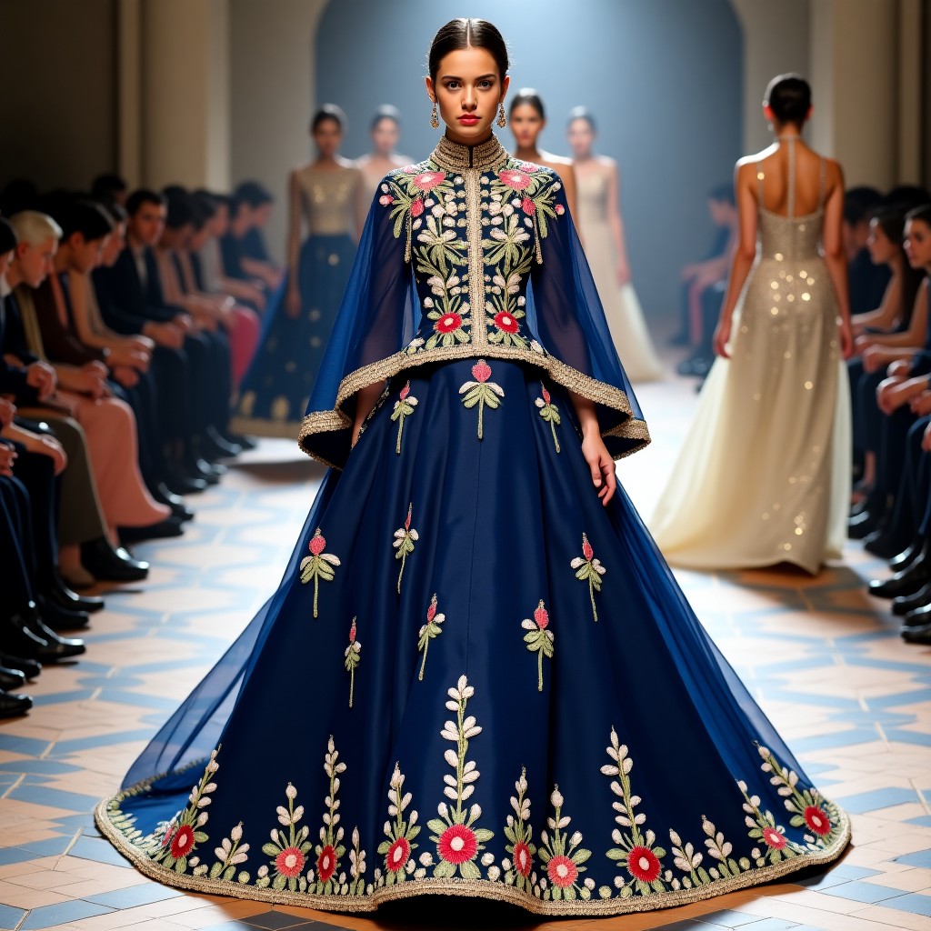 Royal Black Golden Matador Cape Suit