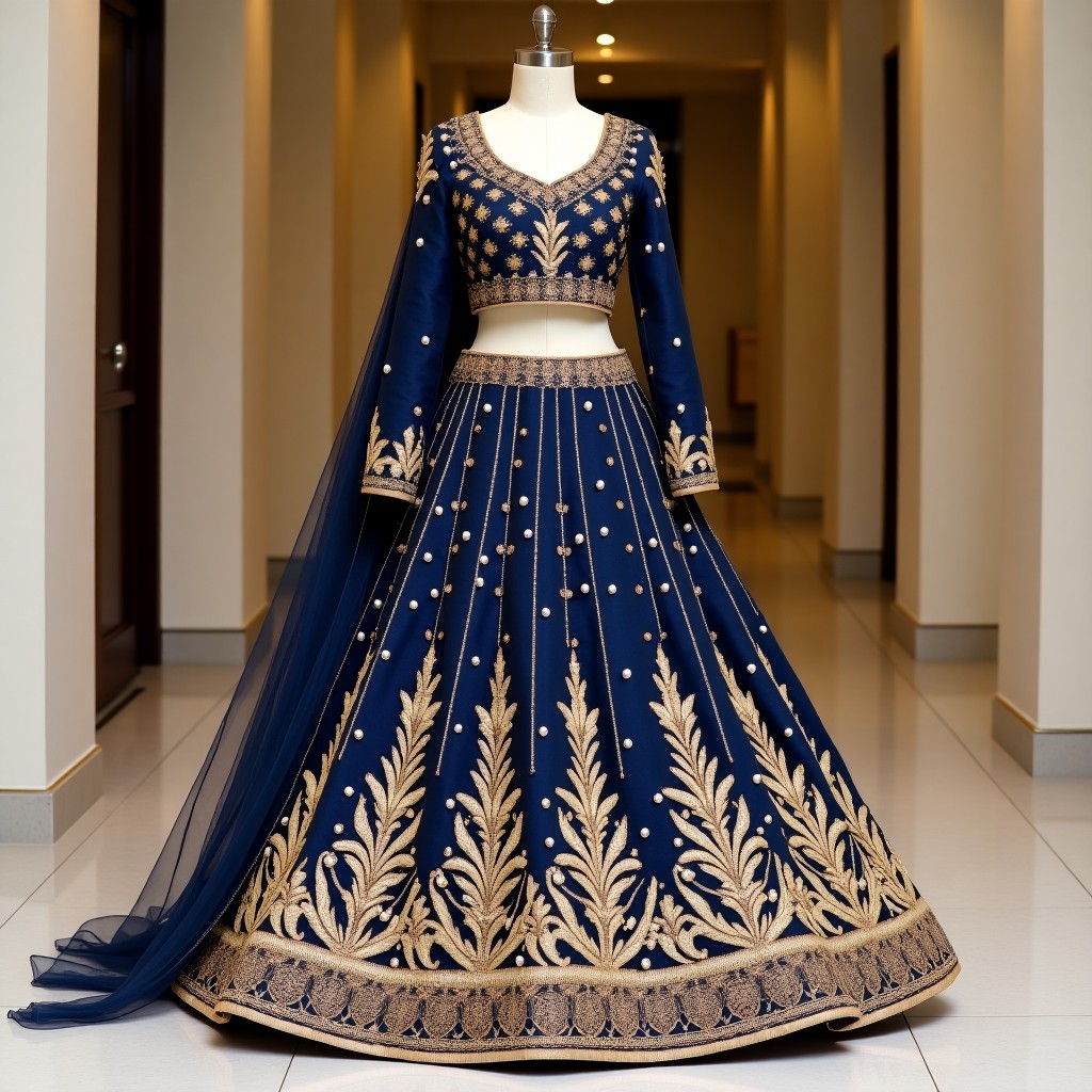 Premium Golden Floral Royal Lehenga