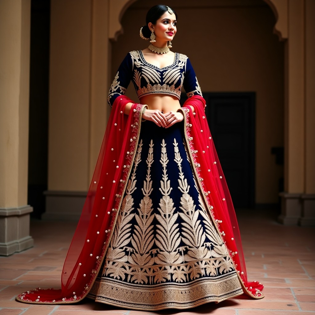 Grand Golden Blossom Designer Lehenga