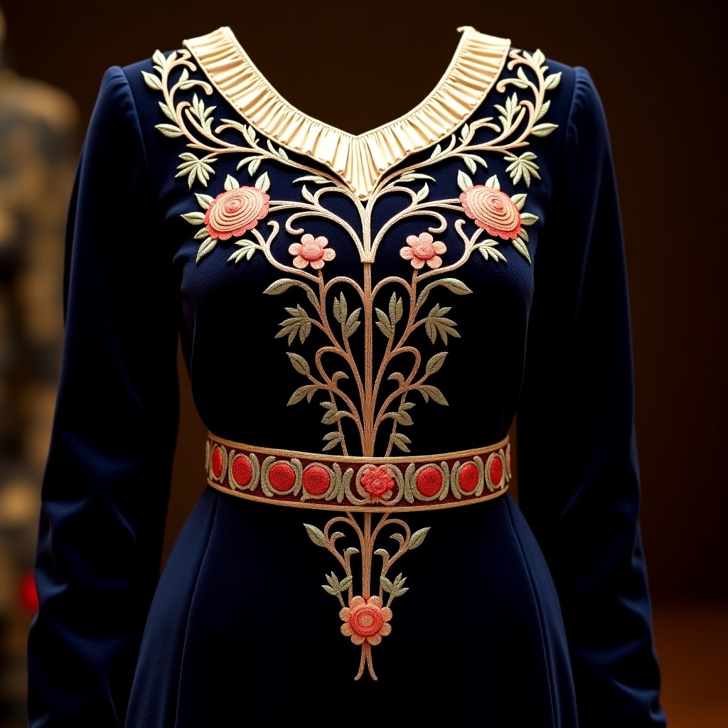 Noble Floral Court Neck Gown