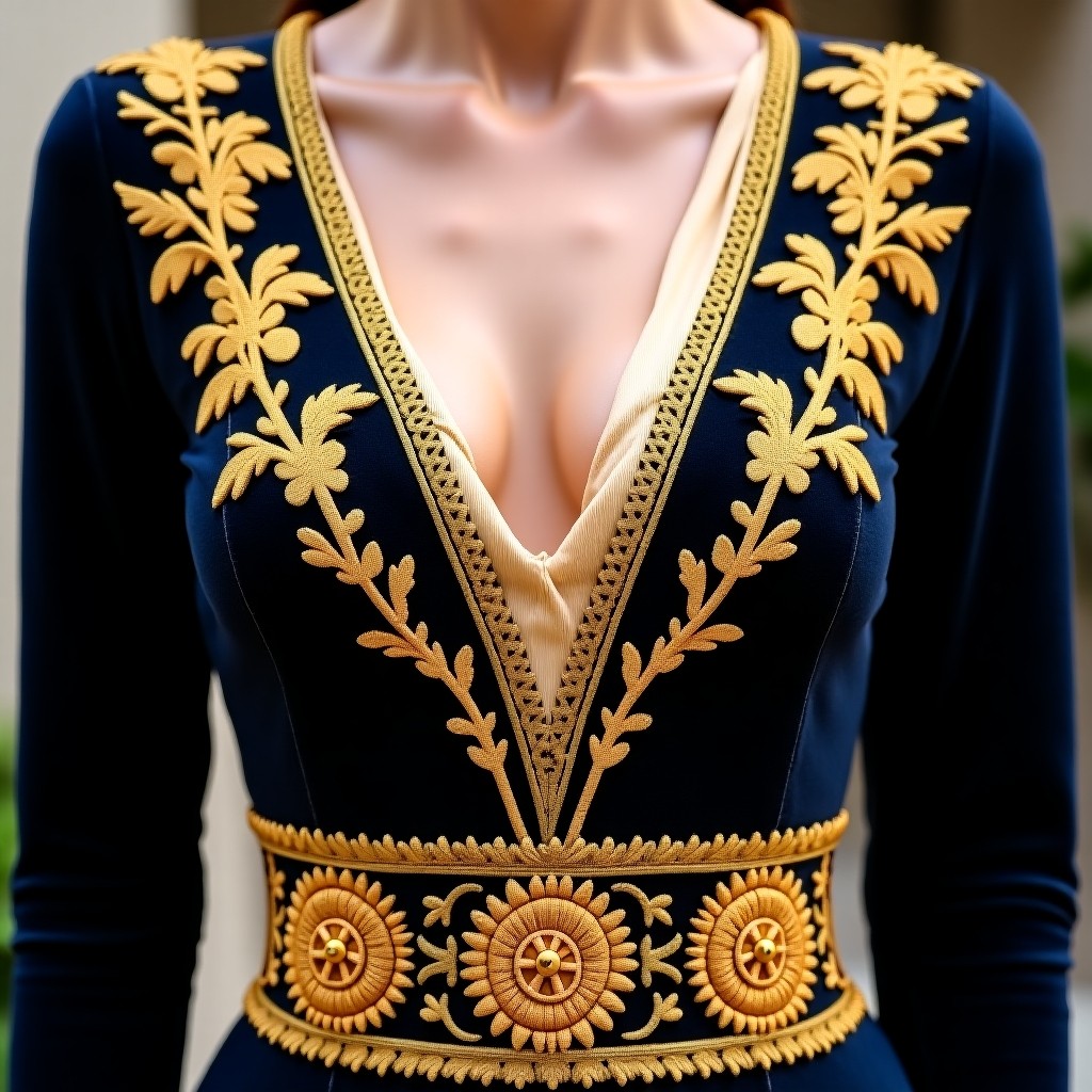 Imperial Bloom Embroidered Fashion Dress
