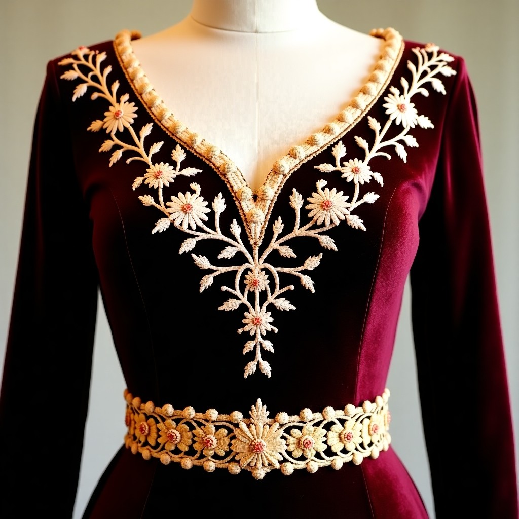 European Elegance Floral Court Dress