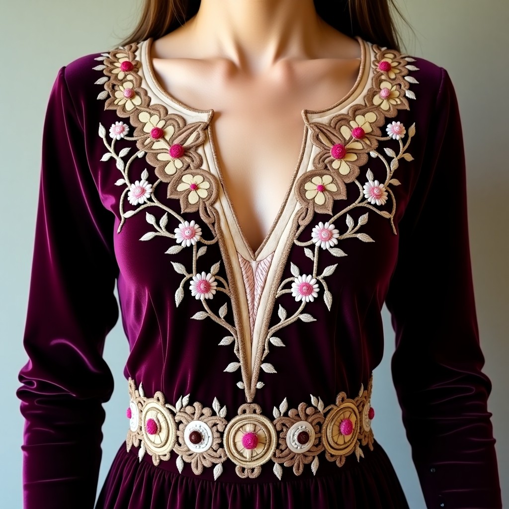 Regal Blossom Royal Neck Gown