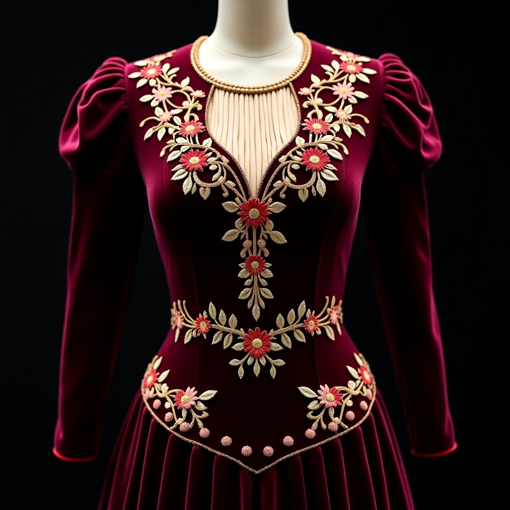 Golden Garden Royal Neck Dress
