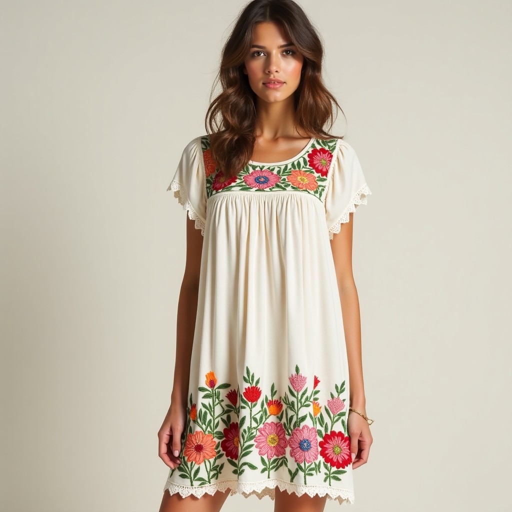 Bohemian Bloom Embroidered Fashion Dress