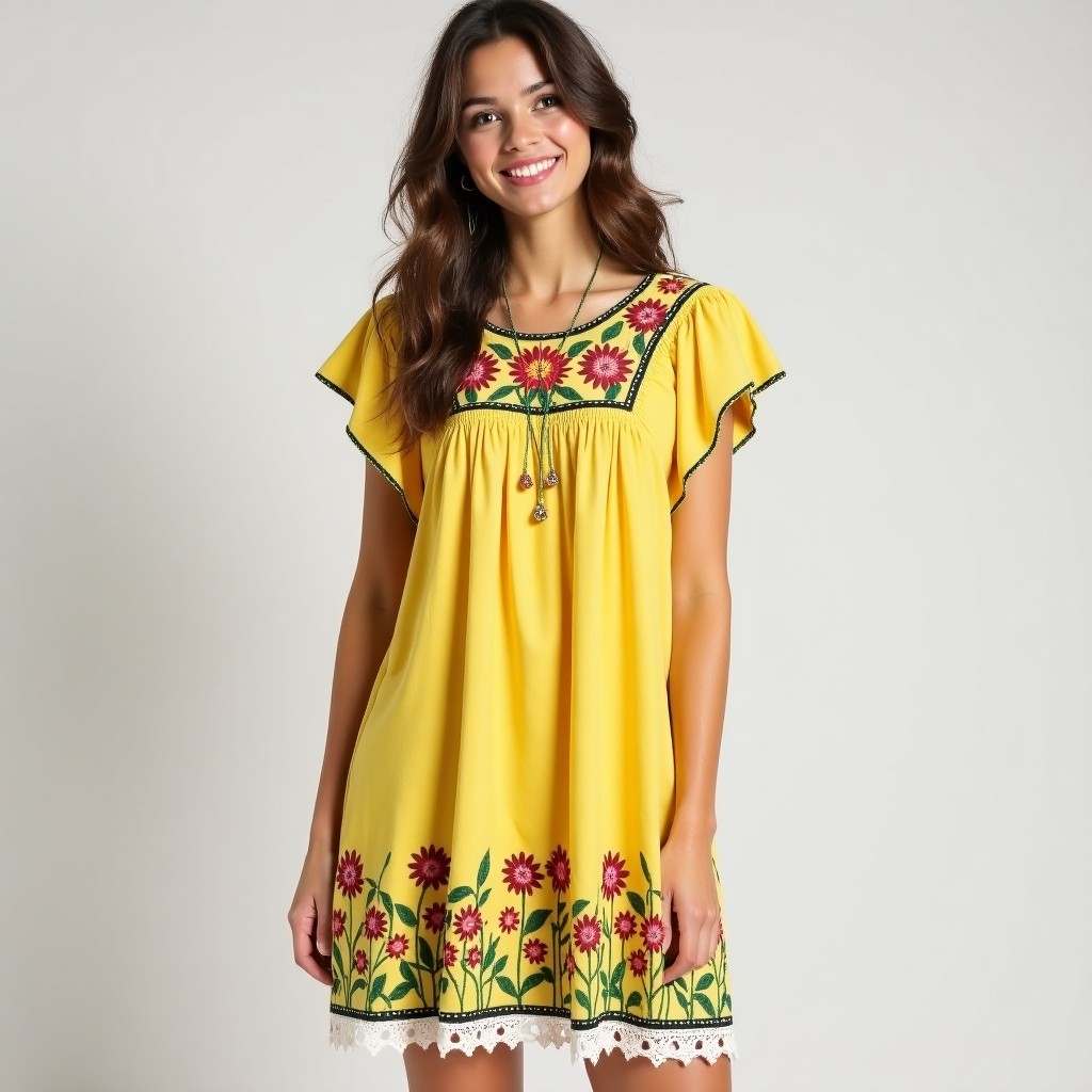 Chic Bohemian Floral Embroidery Dress