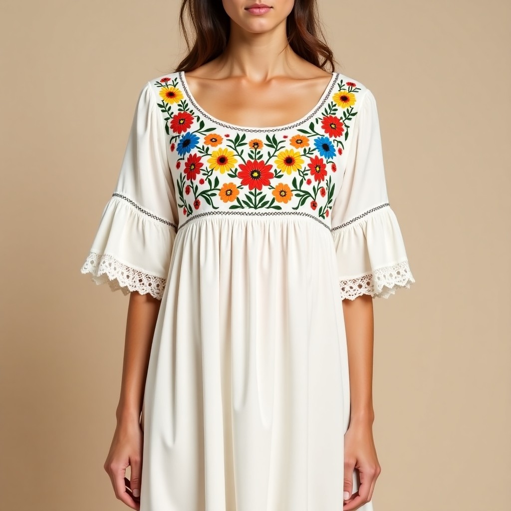Elegant Boho Leaf Trail Maxi Dress