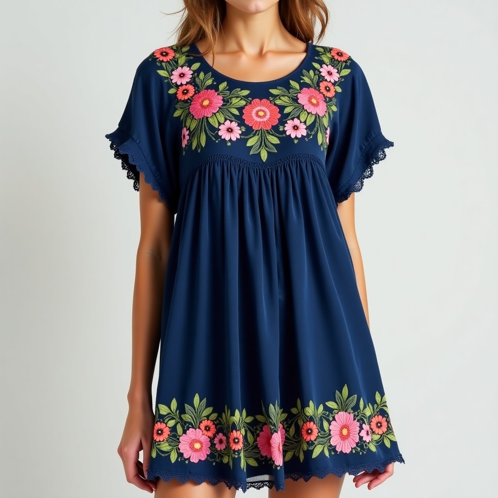 Bohemian Floral Embroidered Layered Dress