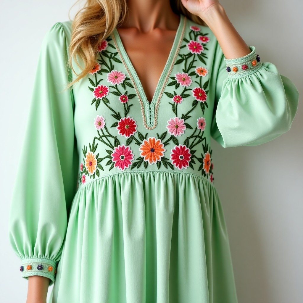Bohemian Floral Embroidered Statement Dress