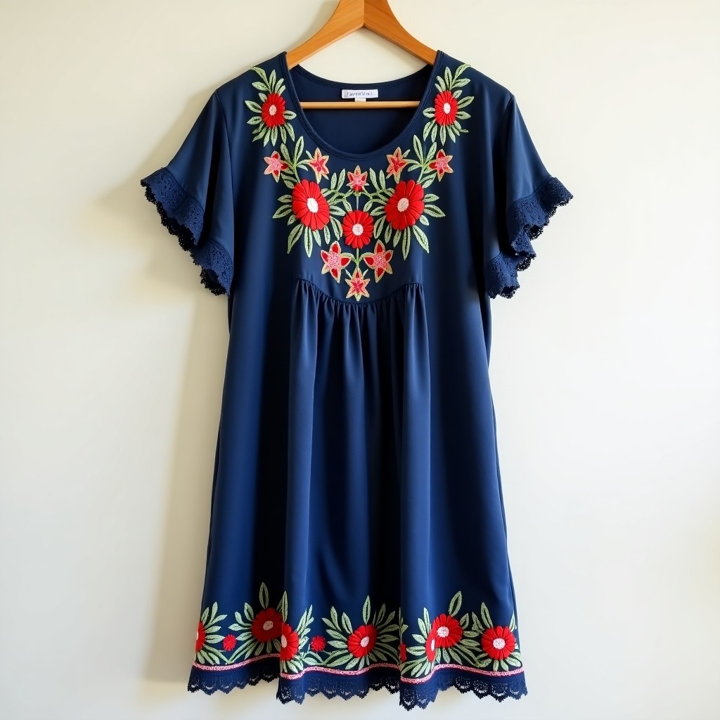 Boho Wildflower Embroidered Maxi Dress