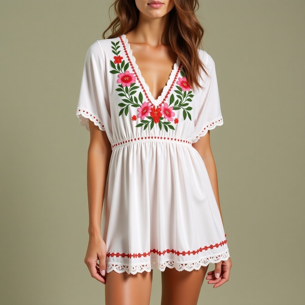 Bohemian Blossom Embroidered Flowy Dress