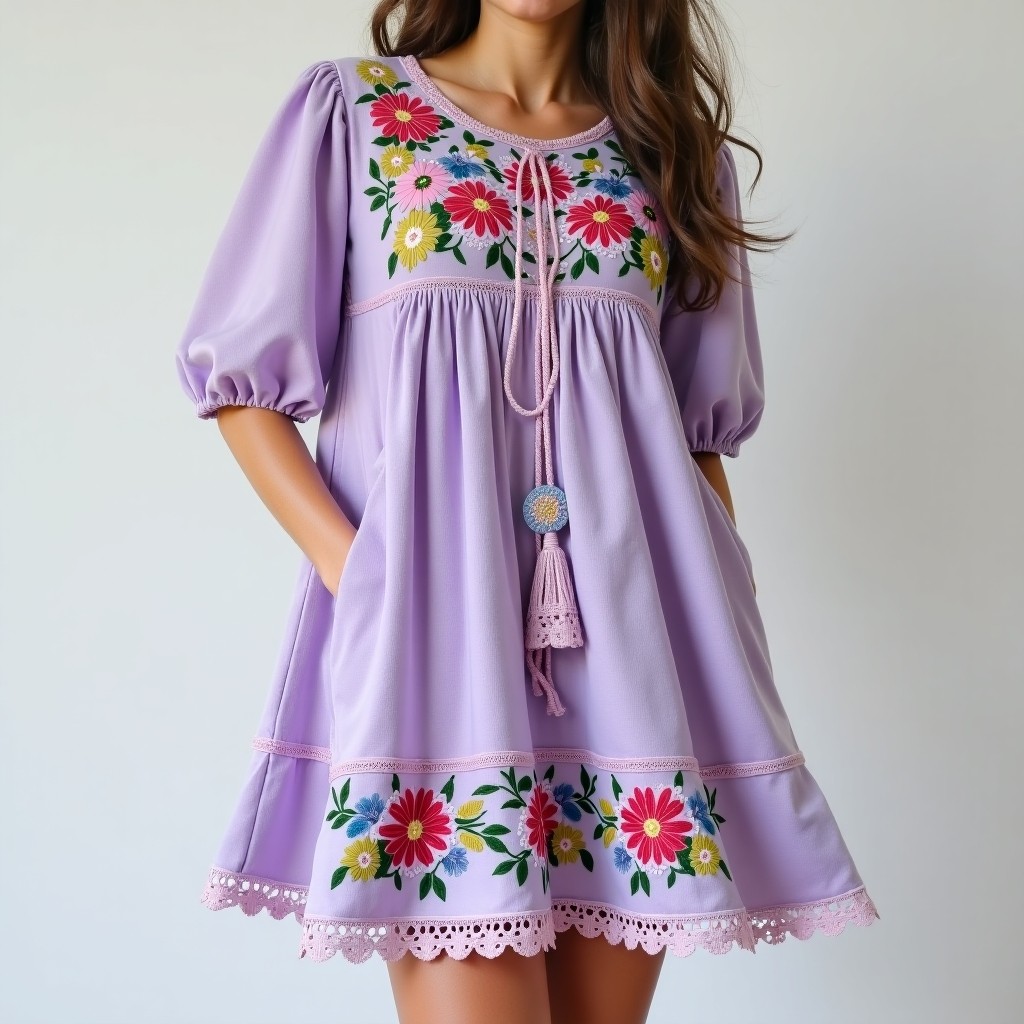 Boho Floral Trail Embroidered Maxi Dress