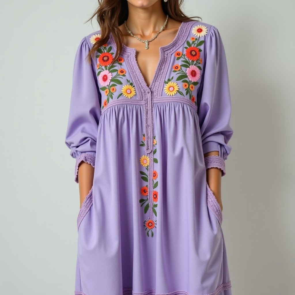 Boho Wild Meadow Embroidered Maxi Dress