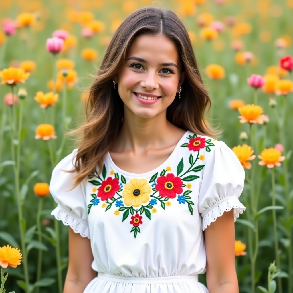 Boho Floral Garden Vine Embroidered Maxi Dress