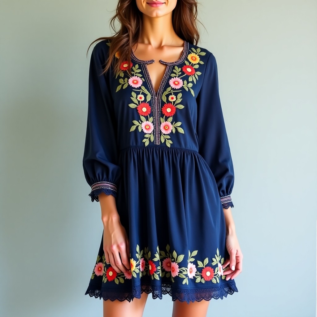 Boho Botanical Leaf Trail Maxi Dress