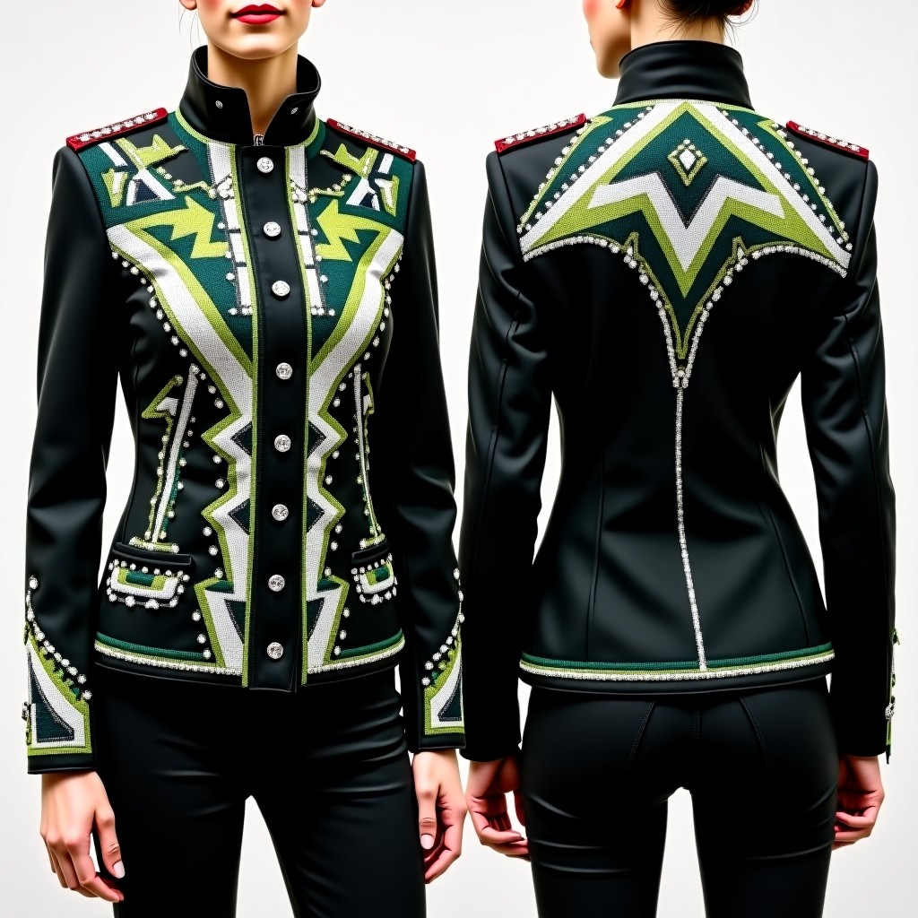 Fancy Symmetrical Embroidered Jacket Dress