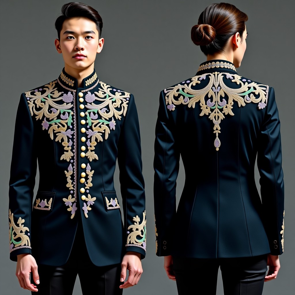 Ornamental Floral Vine Embroidered Jacket