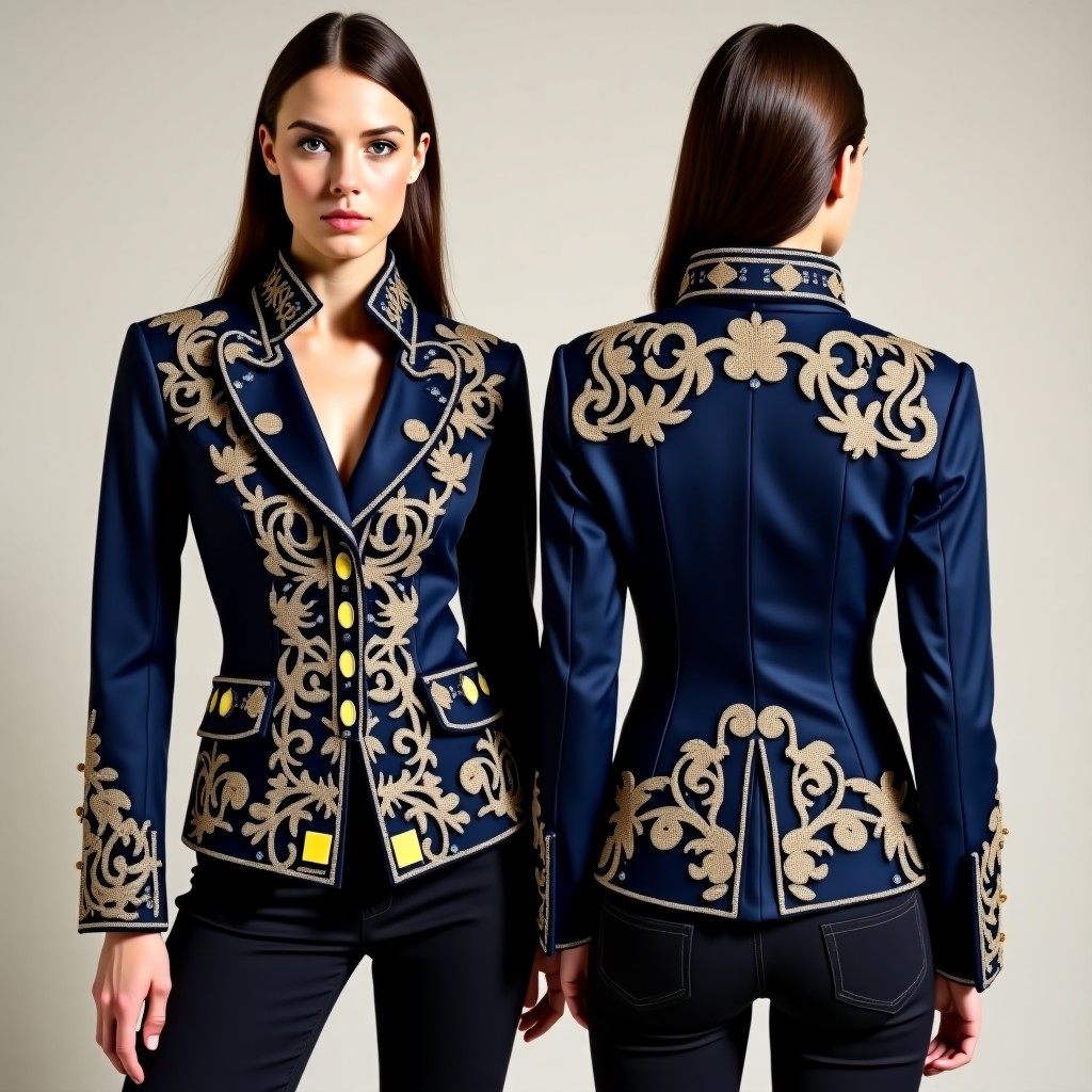 Fancy Regal Vinework Embroidered Jacket Dress