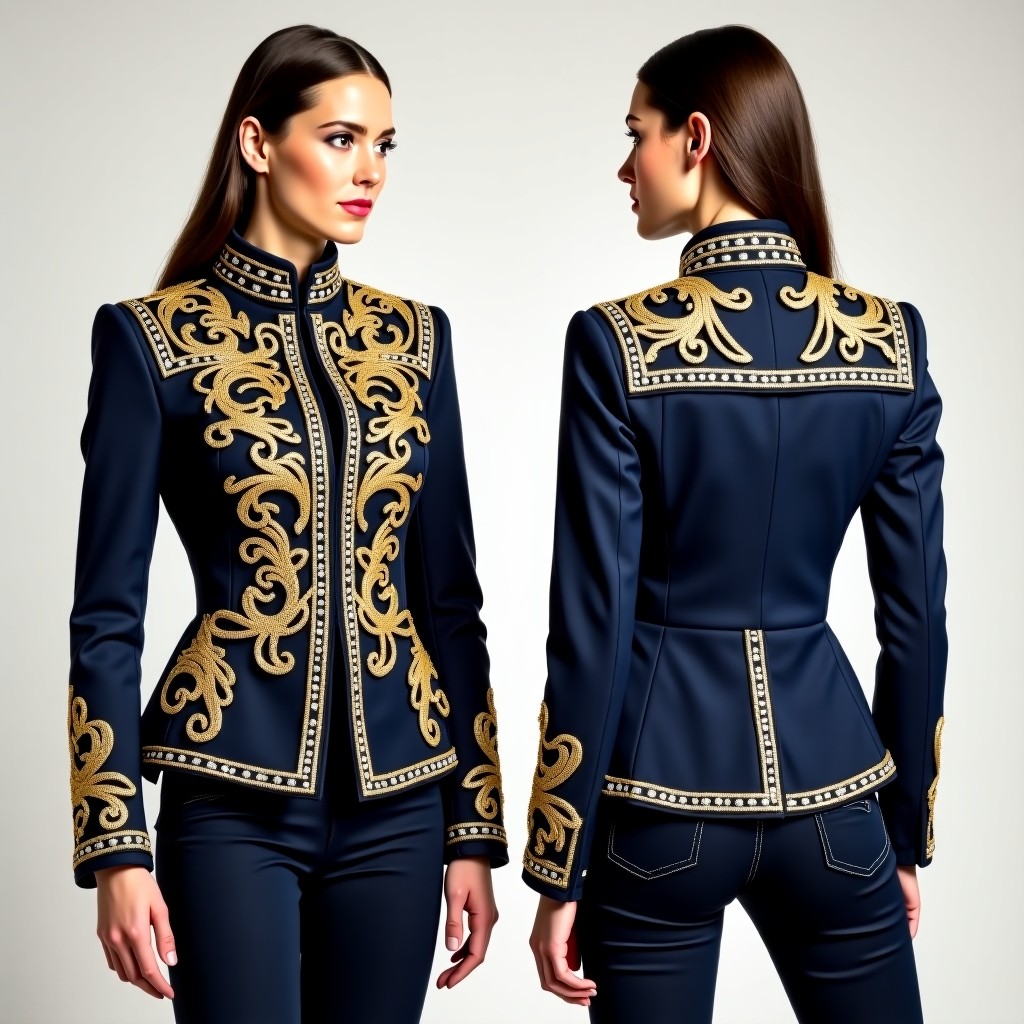 Luxury Ornamental Scroll Jacket Dress