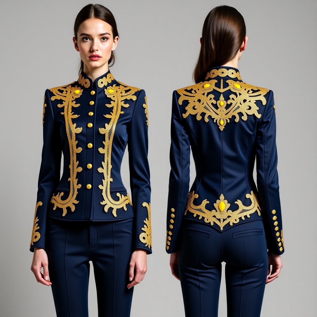 Ornate Botanical Filigree Jacket Dress