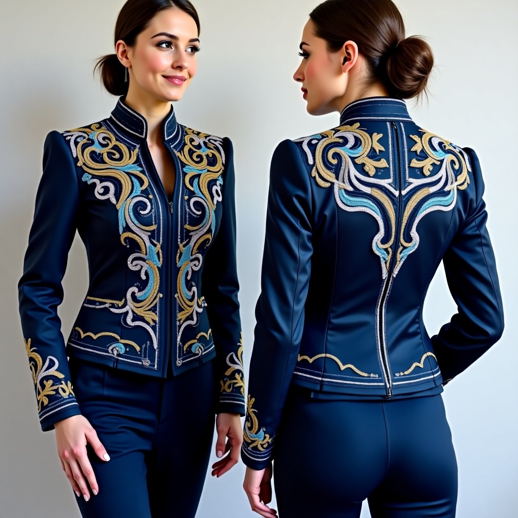 Fancy Scroll Leaf Embroidered Jacket