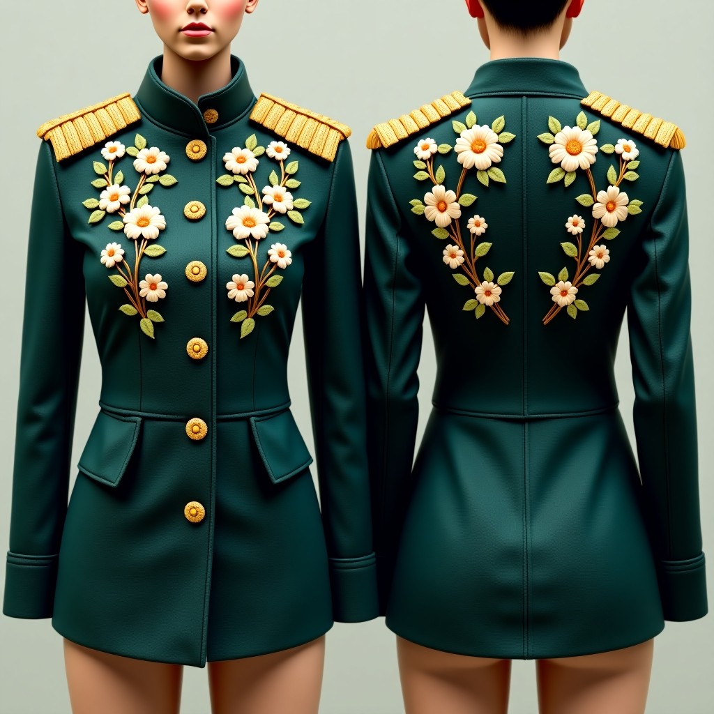 Fancy Botanical Scroll Jacket Dress