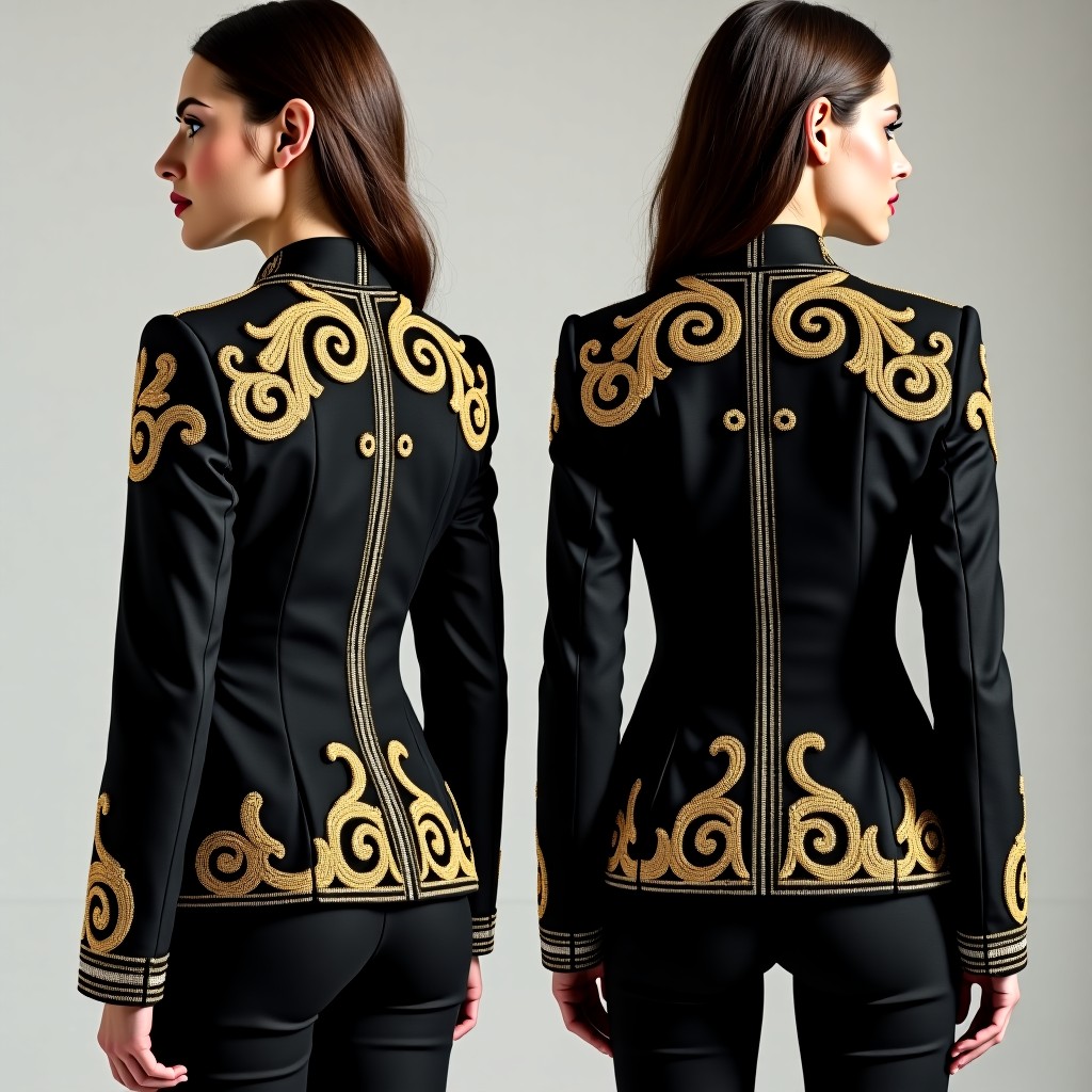 Fancy Regal Leaf Scroll Jacket Dress