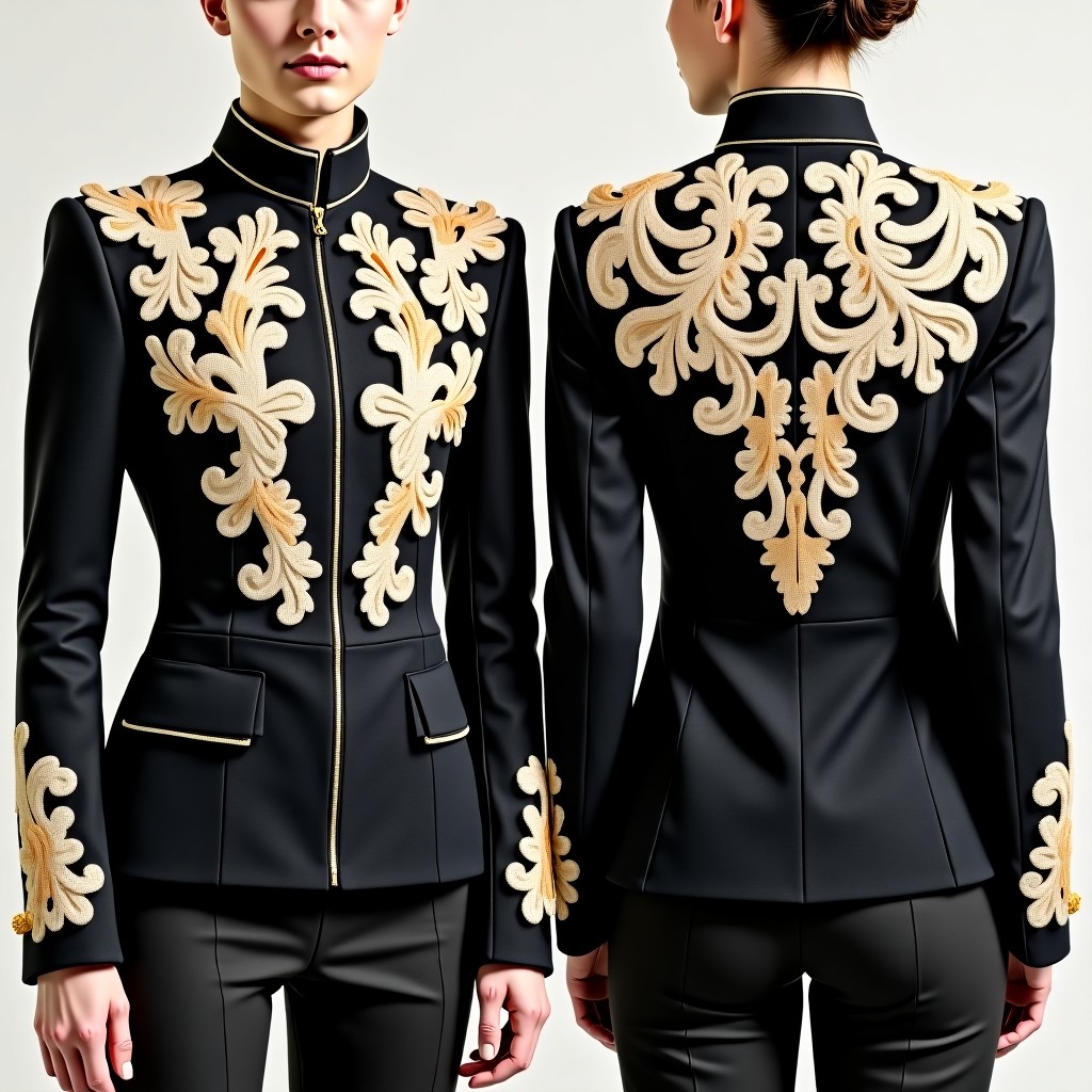 Luxury Floral Vine Panel Jacket Dress