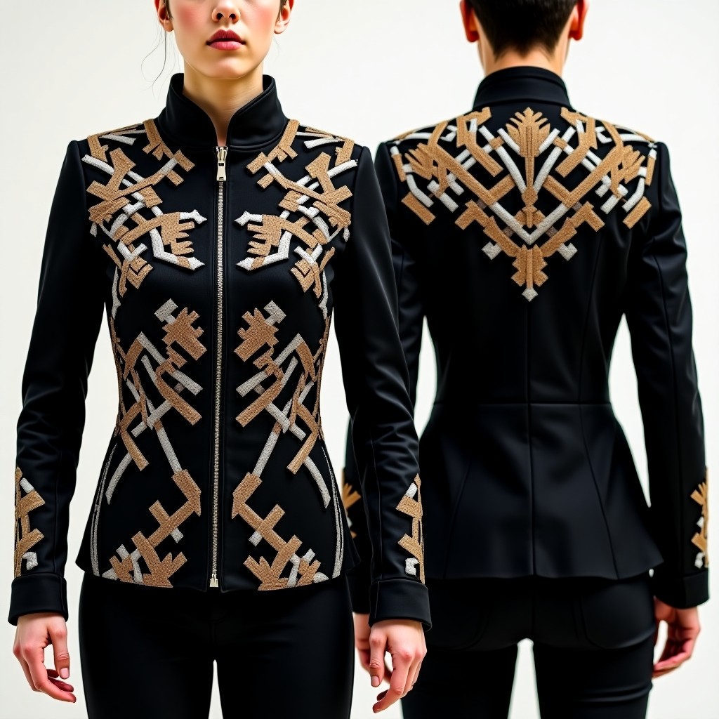 Elegant Ornamental Sleeve Embroidered Jacket