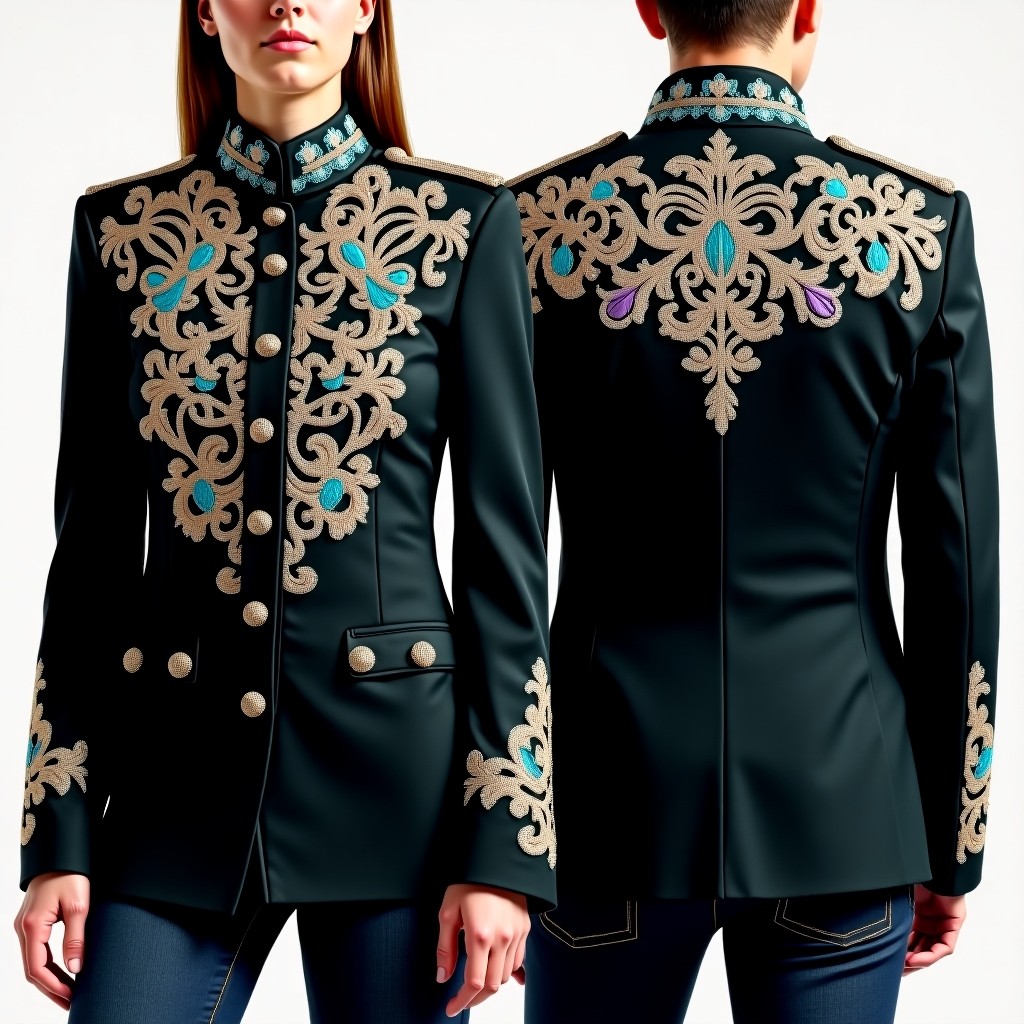 Luxury Ornate Leaf Jacket Dress