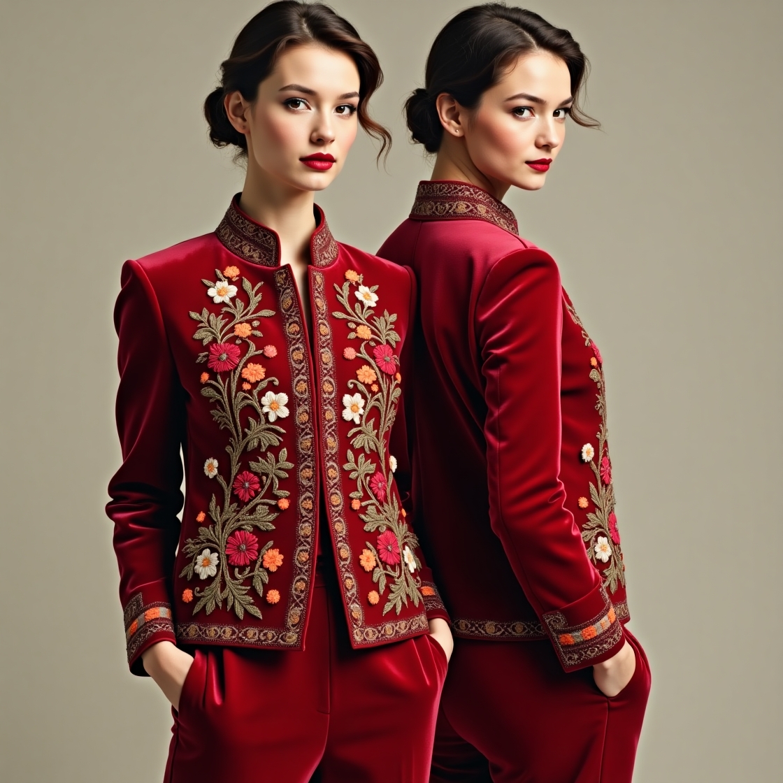 Sophisticated Floral Blazer Embroidery