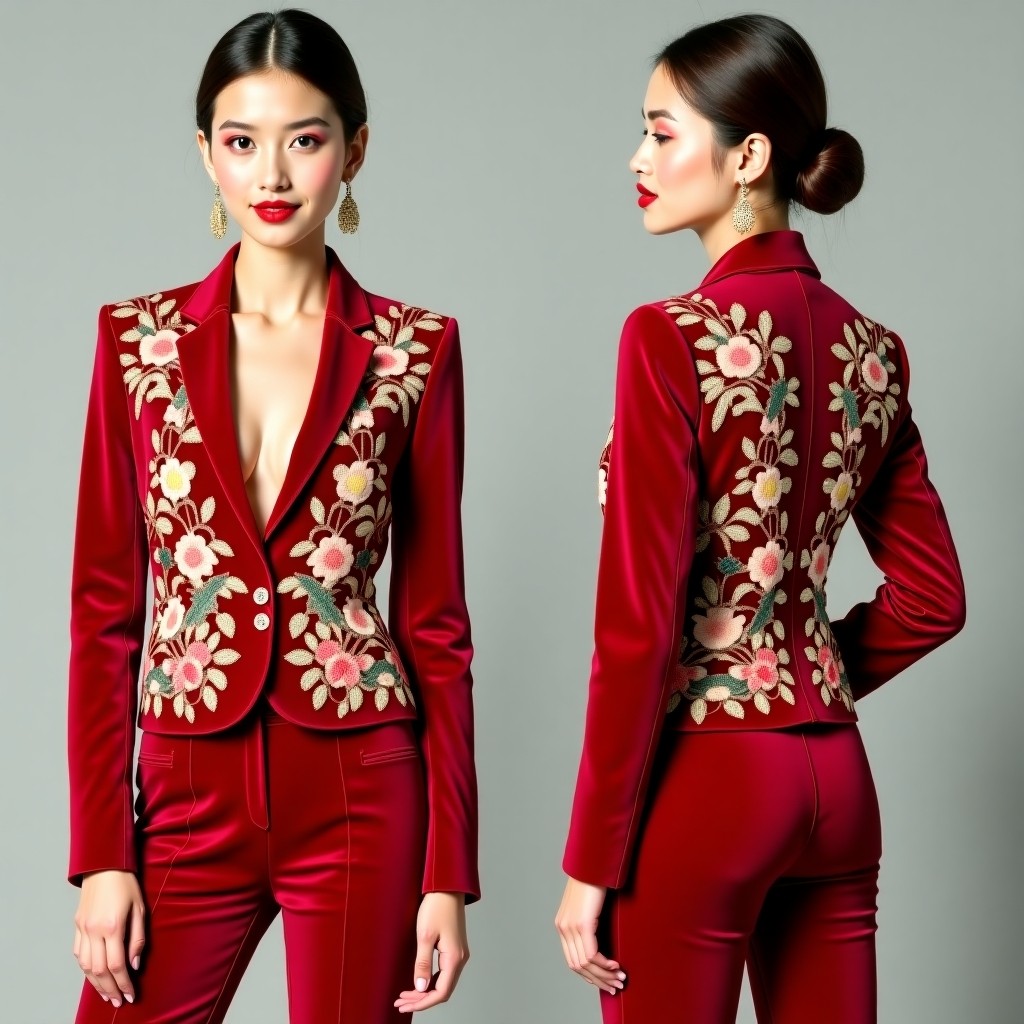 Sophisticated Floral Motif Blazer