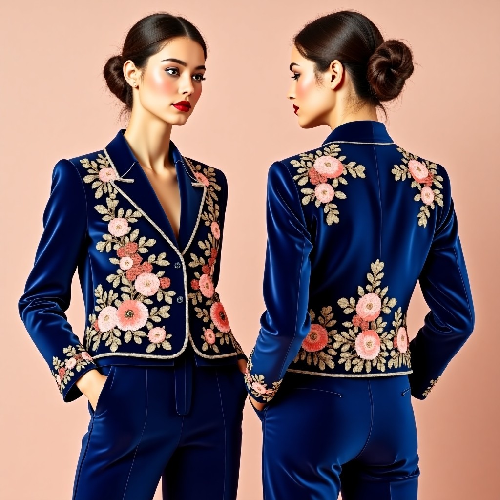 Designer Botanical Embroidered Blazer