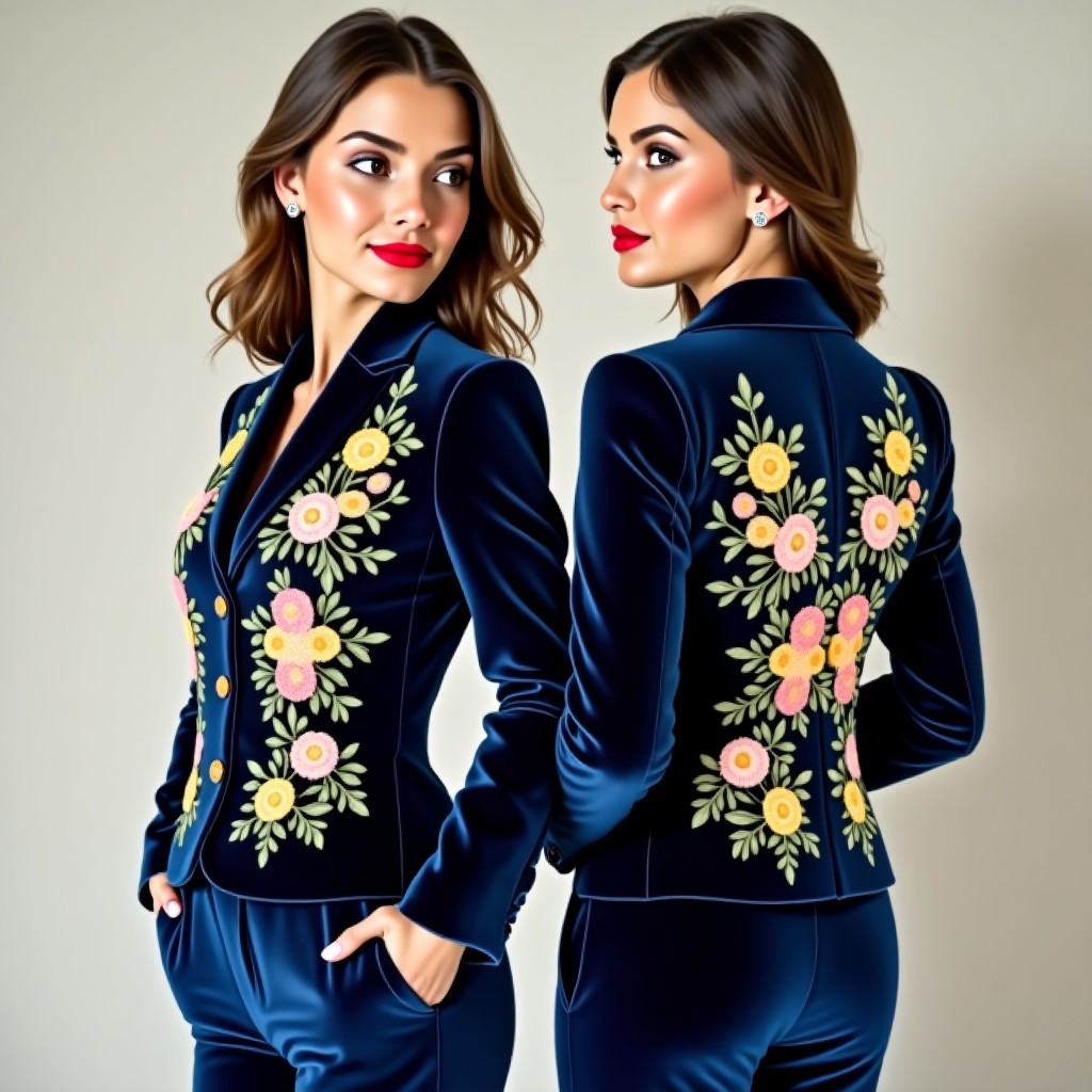 Luxury Embroidered Peplum Blazer