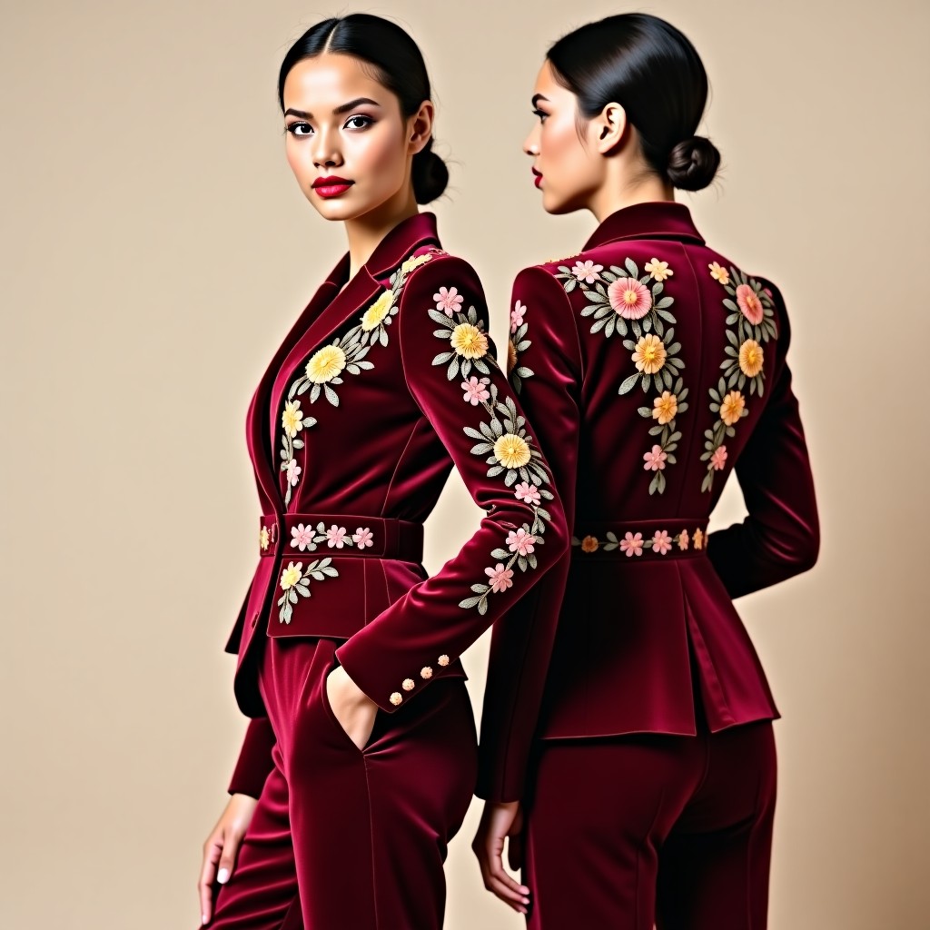 Luxury Embroidered Mandarin Collar Blazer