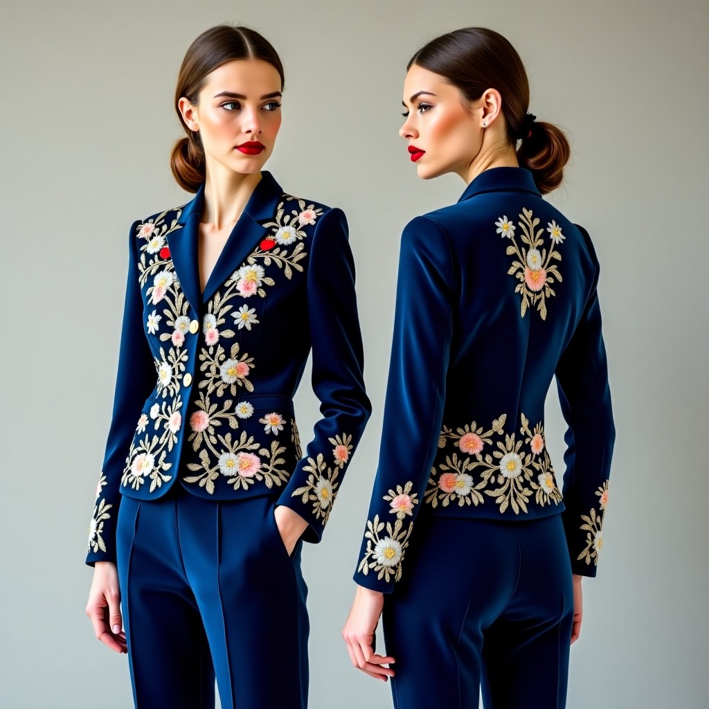 Luxury Floral Pattern Embroidered Blazer