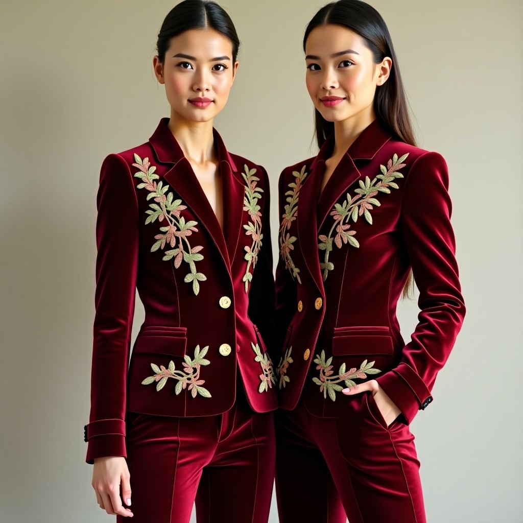 Floral Embroidered Slim Tailored Blazer