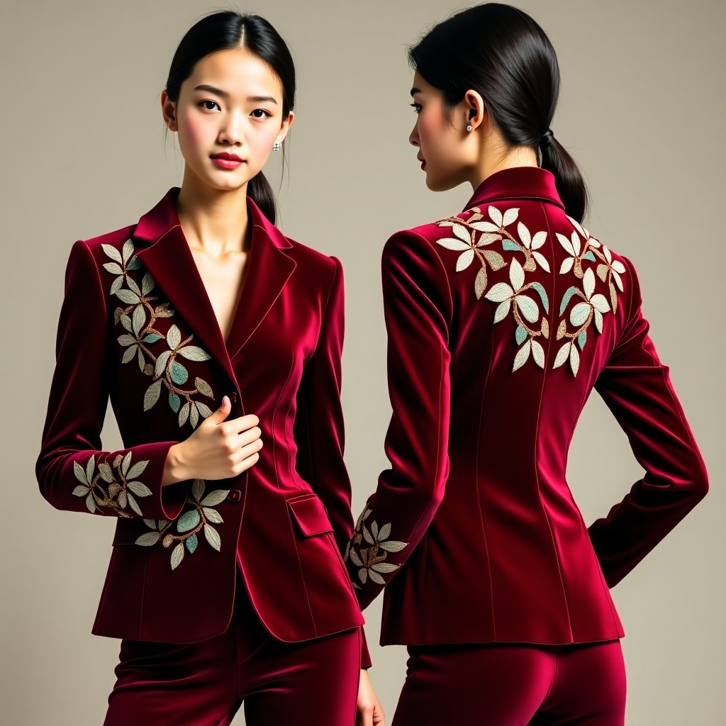 Sophisticated Floral Panel Blazer