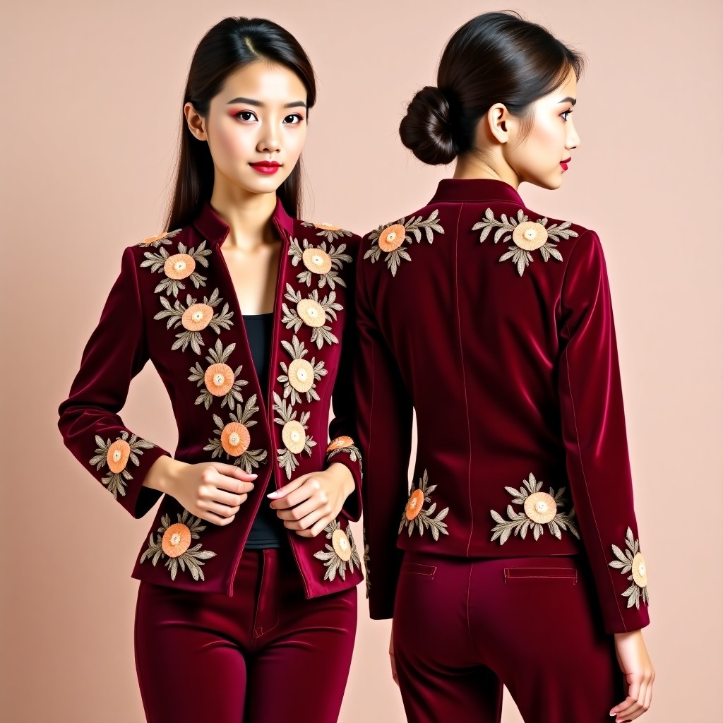 Elegant Botanical Pattern Blazer