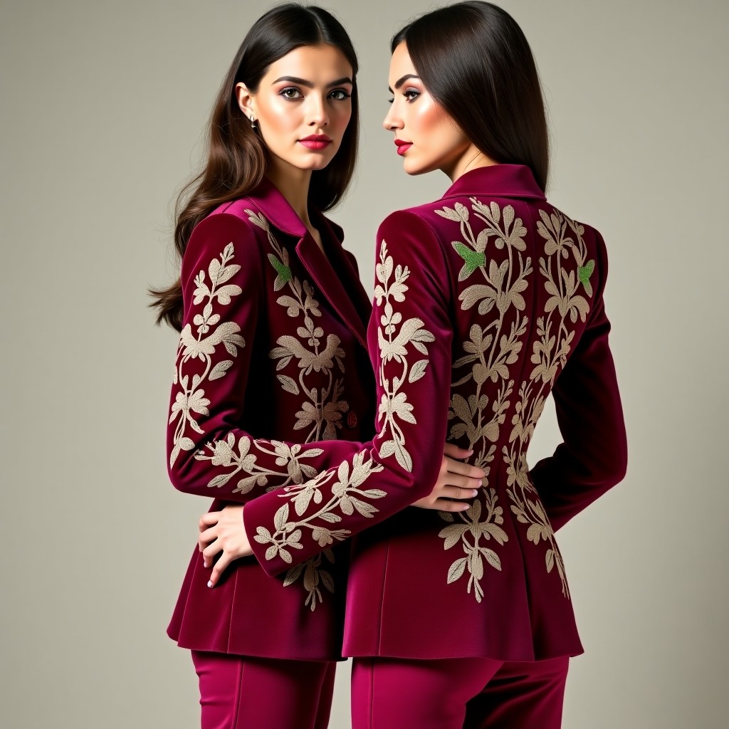 Luxury Blossom Motif Embroidered Blazer