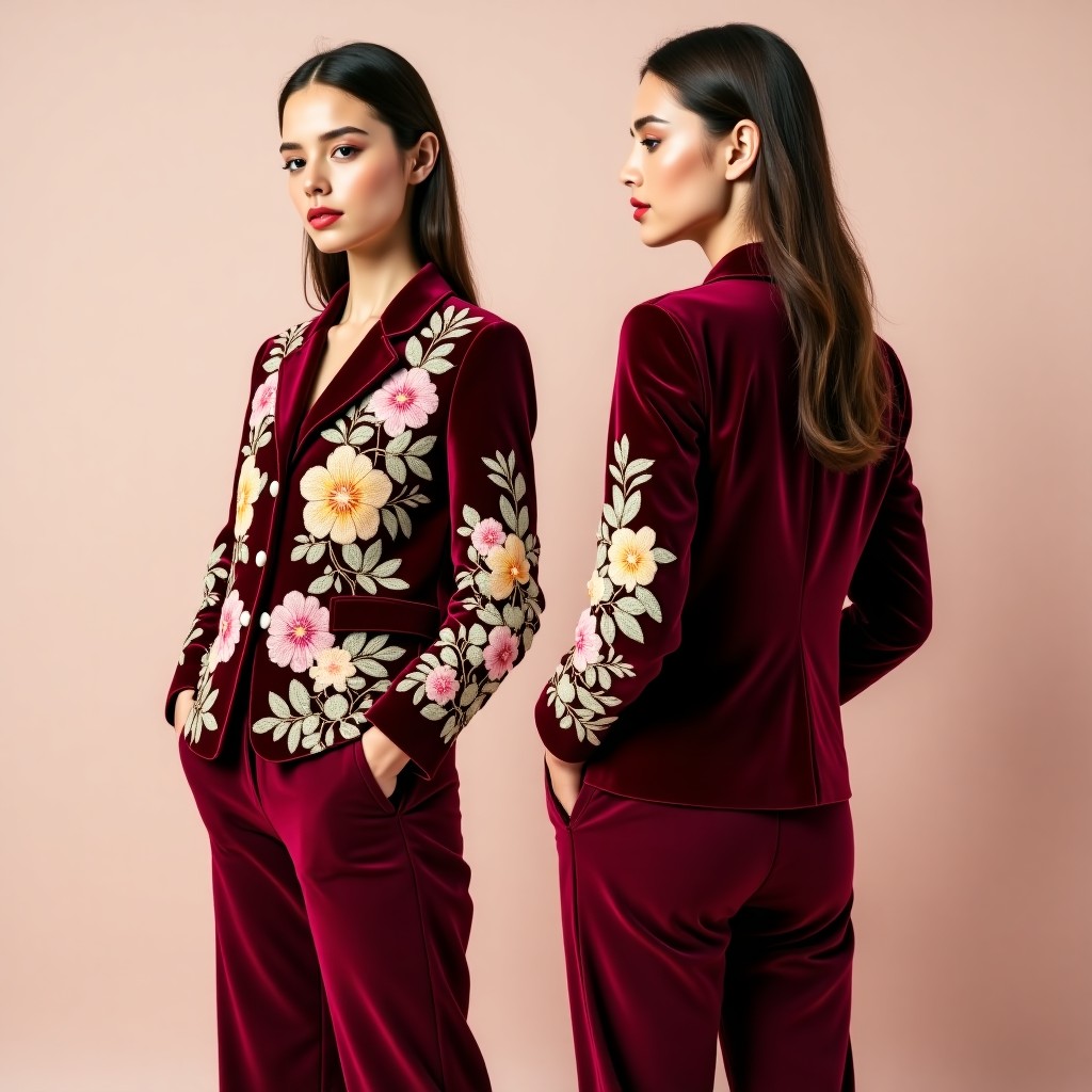 Luxury Rose Vine Embroidered Blazer
